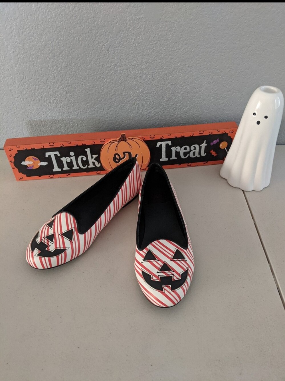 Holiday Mary Jane's Flat Shoes Festive Pumpkin Jack O Lantern Candy Cane